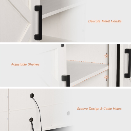 WAMPAT Farmhouse TV Stand Modern Sliding Barn Door Entertainment Center for TVs Up to 100 inch, Wood TV Media Console Table Cabinet Storage for