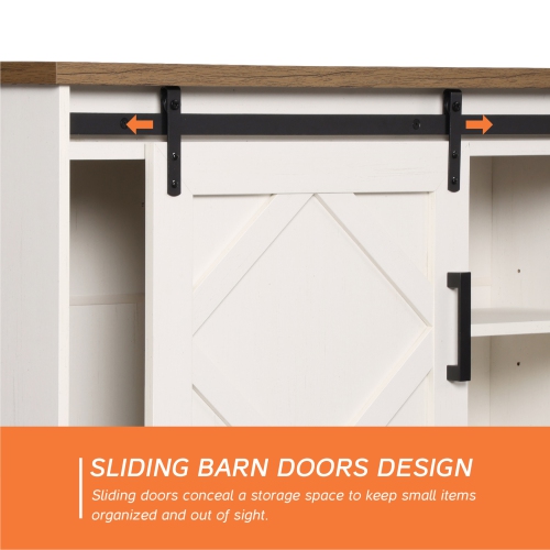 WAMPAT Farmhouse TV Stand Modern Sliding Barn Door Entertainment Center for TVs Up to 100 inch, Wood TV Media Console Table Cabinet Storage for