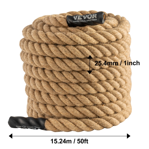VEVOR 1" Diameter 50 ft Length Gym Climbing Rope, Gym Fitness Training Rope, Gym Exercise Workout Rope for Adults, Climbing Rope for Fitness and