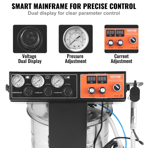 VEVOR 40 W 100KV Powder Coating System, Electrostatic Output Powder Coating Kit with 50L Powder Hopper, 450g Per Minute Powder Coating Machine with
