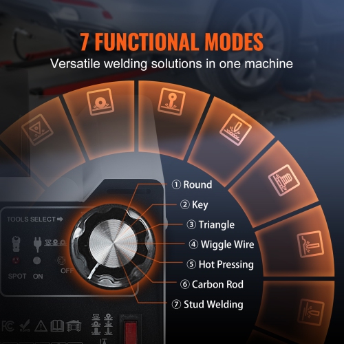 VEVOR 110V Stud Welder Dent Repair Kit, Auto Body Spot Welding Dent Puller Machine with 7 Welding Modes & Adjustable Power, 1.8KW Spot Welder Dent