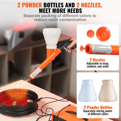 VEVOR 50KV Powder Coating System, Electrostatic Output Powder Coating Kit with Foot Switch, Spray Gun, Nozzles and Powder Cups, Powder Coating