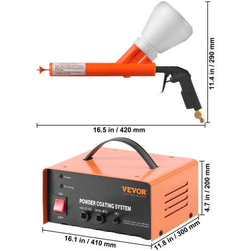 VEVOR 50KV Powder Coating System, Electrostatic Output Powder Coating Kit with Foot Switch, Spray Gun, Nozzles and Powder Cups, Powder Coating
