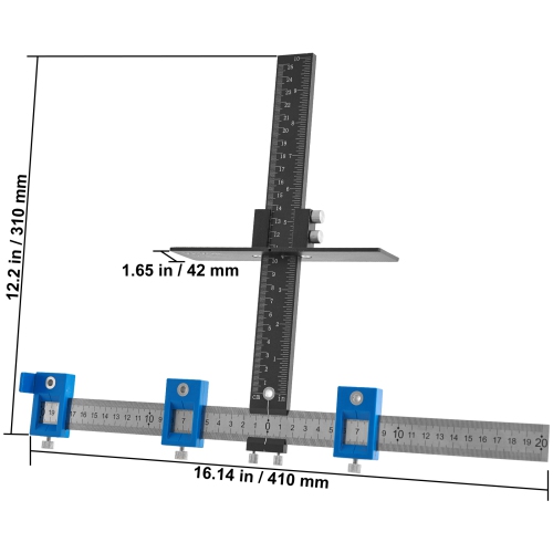 VEVOR Cabinet Hardware Jig, Aluminum Alloy and Stainless Steel Cabinet Handle Jig with Center Punch, Adjustable Cabinet Hardware Template for