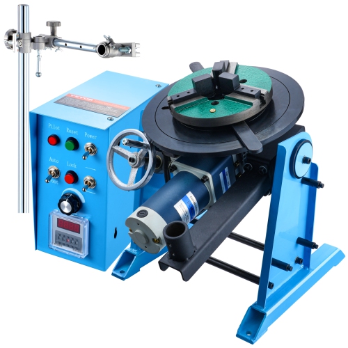 VEVOR 50KG Rotary Welding Positioner, 0-90° Welding Positioning Turntable Table 0.5-6RPM 120W, with 12.4 Inch 3-Jaw Lathe Chuck & Welding Torch Stand