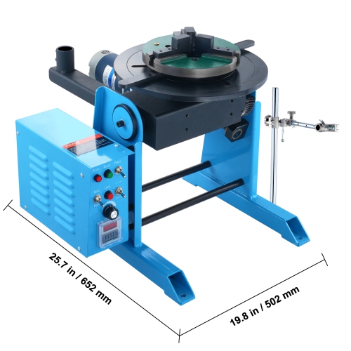 VEVOR 50KG Rotary Welding Positioner, 0-90° Welding Positioning Turntable Table 0.5-6RPM 120W, with 12.4 Inch 3-Jaw Lathe Chuck & Welding Torch Stand