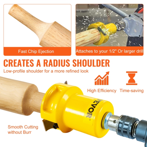 VEVOR 1/25.4mm & 2/50.8mm Diameter, Tenon Cutter, with Dual Curved Blades & Button Screws Home Master Kit, Premium Aluminum & Steel Log Furniture