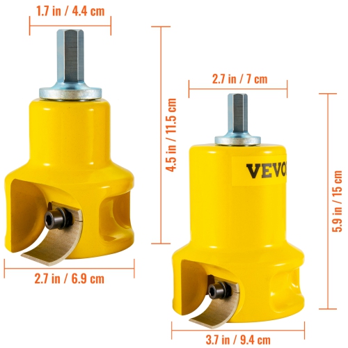 VEVOR 1/25.4mm & 2/50.8mm Diameter, Tenon Cutter, with Dual Curved Blades & Button Screws Home Master Kit, Premium Aluminum & Steel Log Furniture
