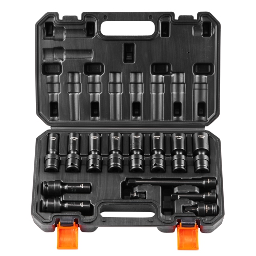 VEVOR 360 Degree Swivel Impact Socket Set, 3/8" Socket Set 14PCS Deep Universal Metric 10-19mm, 6 Point Cr-Mo Alloy Steel, Easy-to-Read Size
