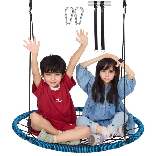 VEVOR 40 Inch Spider Web Saucer Swing, Round Swings for Kids Outdoor, 750lbs Weight Capacity Saucer Tree Swing, Stable Woven Rope Swing Seat with