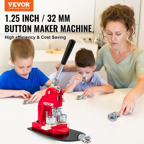VEVOR 32 mm/1.25 inch Button Maker Machine, Badge Punch Press Kit, Children DIY Gifts Pin Maker, Button Making Supplies with 500pcs Button Parts &