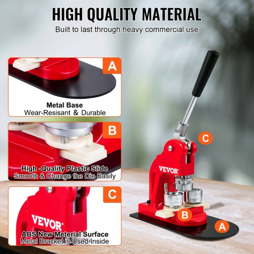 VEVOR 32 mm/1.25 inch Button Maker Machine, Badge Punch Press Kit, Children DIY Gifts Pin Maker, Button Making Supplies with 500pcs Button Parts &