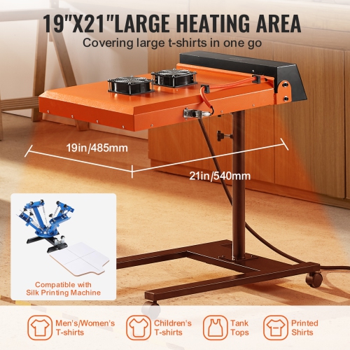 VEVOR 19 x 21 inch Pro Flash Dryer, Upgrade 6000W Automatic Infrared IR Flash Dryer Dual Fan for Screen Printing Machine, Silk Screen Dryer with