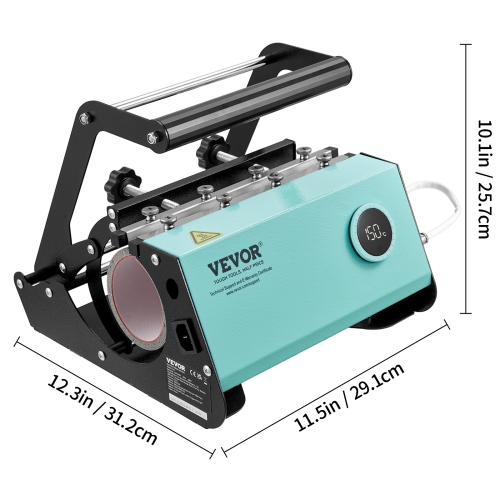 VEVOR 11-30oz Mug Heat Press, Tumbler Heat Press Machine, Sublimation Transfer Straight Skinny Tumblers, with Heat-resist Gloves & Tape, DIY Ceramic