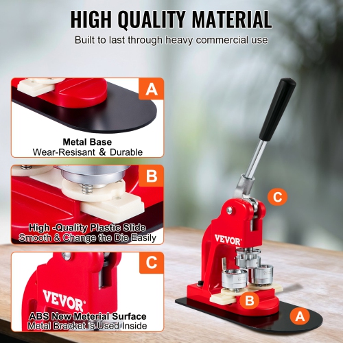 VEVOR 25 mm/1 inch Button Maker Machine, Badge Punch Press Kit, Children DIY Gifts Pin Maker, Button Making Supplies with 500pcs Button Parts &