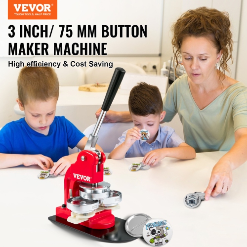 VEVOR 75 mm/3 inch Button Maker Machine, Badge Punch Press Kit, Children DIY Gifts Pin Maker, Button Making Supplies with 500pcs Button Parts &