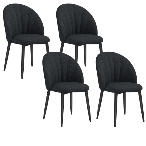 HOMCOM Dining Chairs Set of 4, Modern Upholstered Kitchen Chairs with Metal Legs, Shell Backrest and Padded Seat, Side Chairs for Dining Room,
