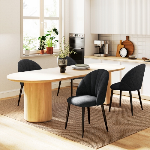 HOMCOM Dining Chairs Set of 4, Modern Upholstered Kitchen Chairs with Metal Legs, Shell Backrest and Padded Seat, Side Chairs for Dining Room,