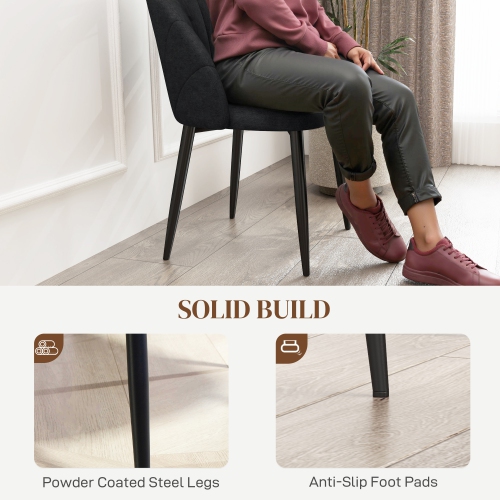 HOMCOM Dining Chairs Set of 4, Modern Upholstered Kitchen Chairs with Metal Legs, Shell Backrest and Padded Seat, Side Chairs for Dining Room,