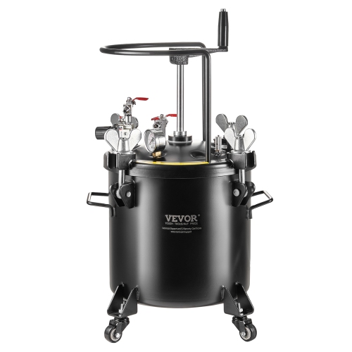 VEVOR  20L/5Gal Spray Paint Pressure Pot, Pressure Pot Tank, 70 Psi Adjustale Pressure, Steel Pressure Pot Paint Tank \w Casters And Leak Repair