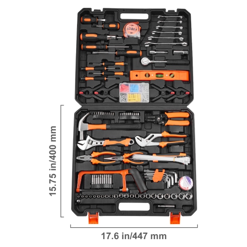 VEVOR 216 Piece Tool Kit, General Household Hand Tool Set, Home Repairing Tool Kit with Portable Tool Storage Case, High-Quality Steel, for Home