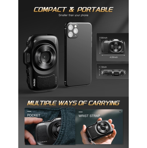 NBD 64MP Digital Cameras for Photography,4K Point and Shoot Camera,16X Zoom Compact Travel Cameras, Auto Focus Camera for Beginners Teens Kids and