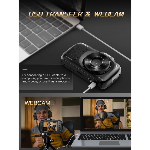 NBD 64MP Digital Cameras for Photography,4K Point and Shoot Camera,16X Zoom Compact Travel Cameras, Auto Focus Camera for Beginners Teens Kids and