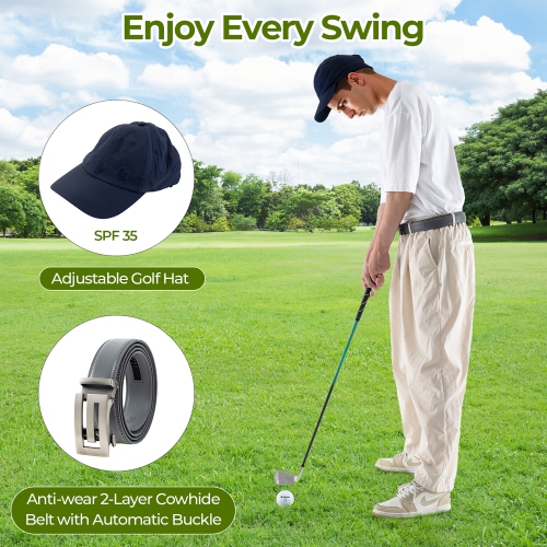 Gymax Golf Gift Set for Men w/ Golf Balls Golf Tees Golf Towel Golf Belt Golf Hat