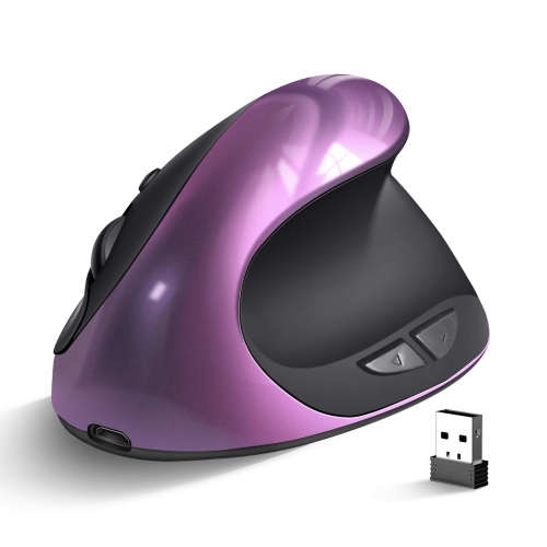 Souris sans fil verticale rechargeable - Souris ergonomique à 6 boutons, résolution 1000/1200/1600 réglable, recharge USB, convient pour portable