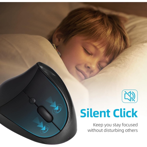 Souris sans fil verticale rechargeable - Souris ergonomique à 6 boutons, résolution 1000/1200/1600 réglable, recharge USB, convient pour portable