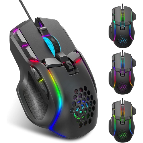 RGB gaming mouse, supports custom macro editing, 12800DPi precise positioning, full of technology, plug and play, USB wired mouse, suitable for home