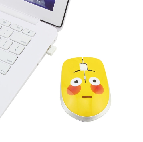 2.4GHz wireless mouse with blushing expression, silent wireless mouse, portable optical mouse, cartoon computer mouse
