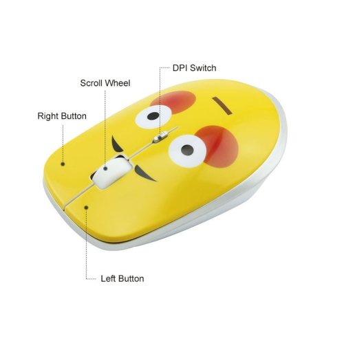 2.4GHz wireless mouse with blushing expression, silent wireless mouse, portable optical mouse, cartoon computer mouse