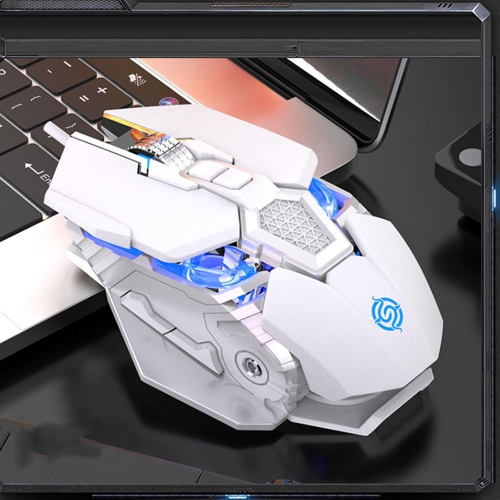 White 5600 DPI Silent Gaming Mouse - Ergonomic Design, RGB Breathing Light, Plug and Play, No Driver Required, 9-Button USB Mouse, Suitable for PC/Mac