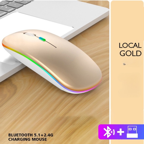 Gold Wireless Ultra-thin 2.4G Rechargeable Wireless Silent Mouse - Three-level DPI Switch, 30-day battery life, slim ergonomic design, 10-meter