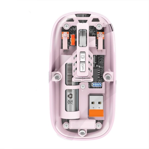 Transparent wireless Bluetooth mouse, three-mode silent rechargeable, 1600DPI silent click, suitable for iPad mobile tablet games and office