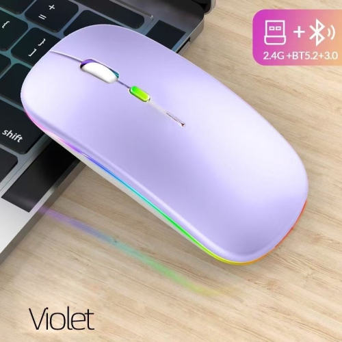 Purple Wireless Ultra-thin 2.4G Rechargeable Silent Mouse - Three-speed DPI Switching, 30-day Battery Life, Slim Ergonomic Design, 10m Range,