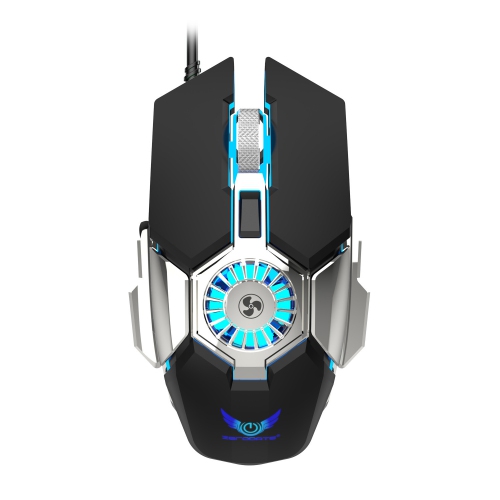 Black wired luminous gaming mouse 7-key gaming macro with cooling fan computer optical mouse metal 3D scroll wheel