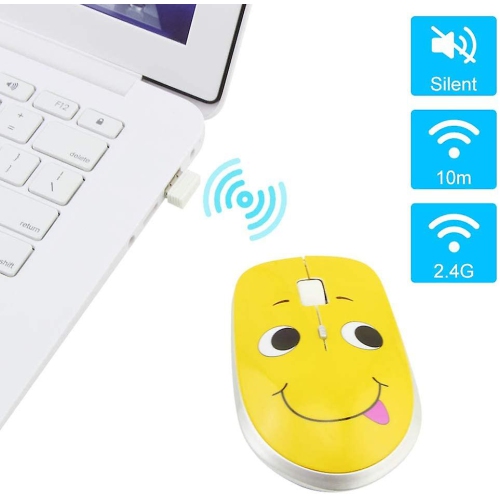 2.4GHz wireless mouse with cute and naughty expression, silent wireless mouse, portable optical mouse, cartoon computer mouse