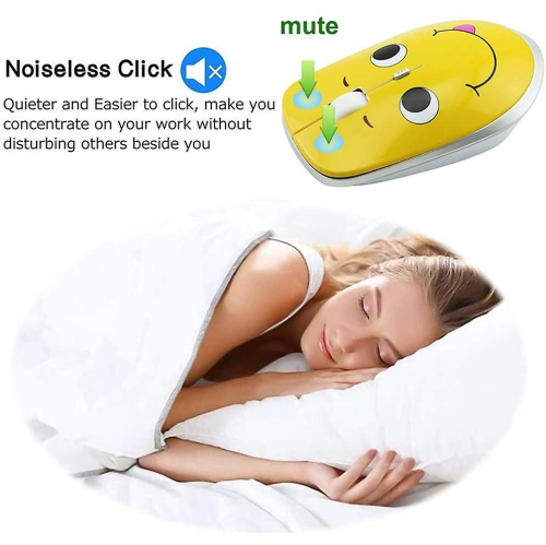 2.4GHz wireless mouse with cute and naughty expression, silent wireless mouse, portable optical mouse, cartoon computer mouse