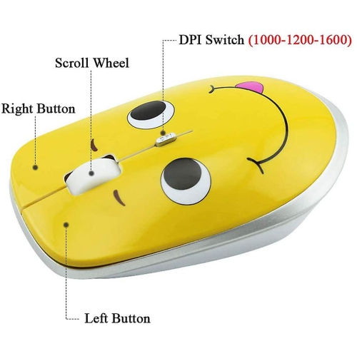 2.4GHz wireless mouse with cute and naughty expression, silent wireless mouse, portable optical mouse, cartoon computer mouse