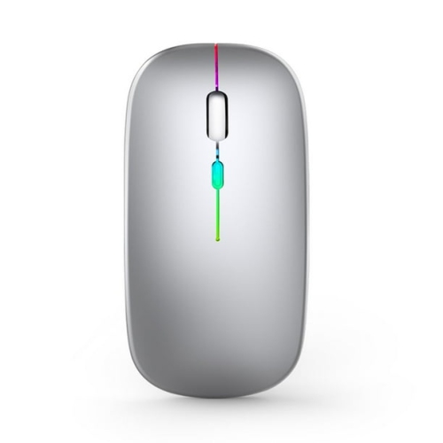 GREEN SCENIC  Silver 2.4G+5.0 Bluetooth Dual Mode Color Luminous Rechargeable Silent Professional Wireless Mouse - Ergonomic, Noiseless Clicking, 10M