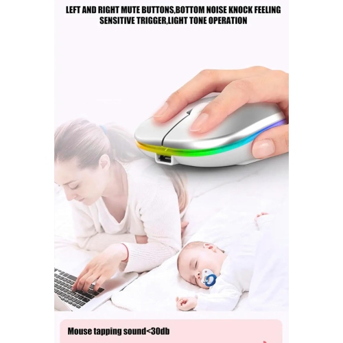 White Wireless Ultra-thin 2.4G Rechargeable Wireless Silent Mouse - Three-level DPI Switching, 30-day Battery Life, Slim Ergonomic Design, 10-meter