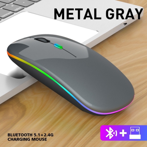 Gray Wireless Ultra-thin 2.4G Rechargeable Wireless Silent Mouse - Three-level DPI Switching, 30-day Battery Life, Slim Ergonomic Design, 10-meter