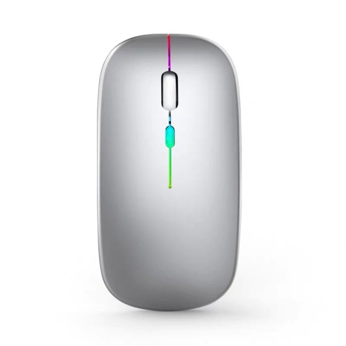 Silver Wireless Ultra-thin 2.4G Rechargeable Wireless Silent Mouse - Three-level DPI Switching, 30-day Battery Life, Slim Ergonomic Design, 10-meter