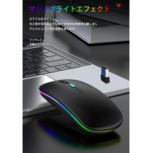 Black Wireless Ultra-thin 2.4G Rechargeable Wireless Silent Mouse - Three-level DPI Switching, 30-day Battery Life, Slim Ergonomic Design, 10-meter