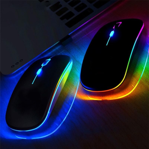 Black Wireless Ultra-thin 2.4G Rechargeable Wireless Silent Mouse - Three-level DPI Switching, 30-day Battery Life, Slim Ergonomic Design, 10-meter
