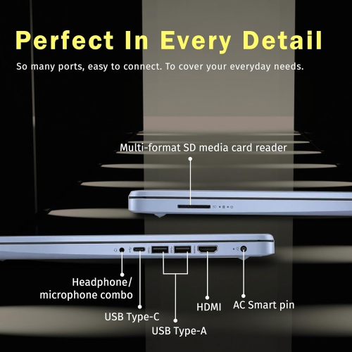 HP 14" HD Anti-Glare Laptop, Intel Processor N150, 288GB Storage(128GB UFS+160GB Docking Station Set), 16GB RAM, Intel Graphics, 1 Year Office 365,