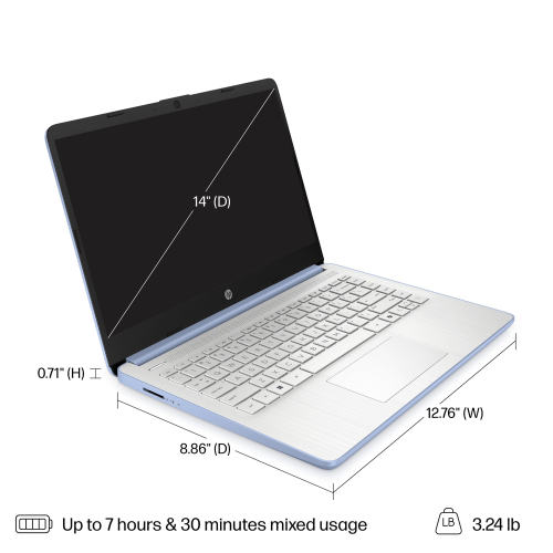 HP 14" HD Anti-Glare Laptop - Blue