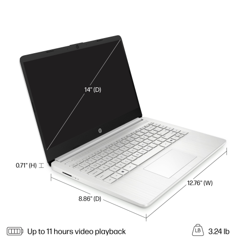 HP 14" HD Anti-Glare Laptop - Silver